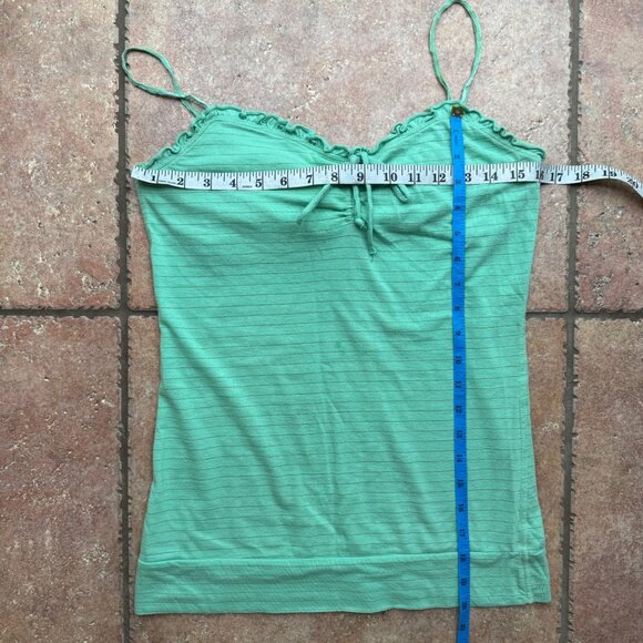 Green striped ruffle tank top women’s L coquette fairycore 2000s spring - Picture 7 of 8
